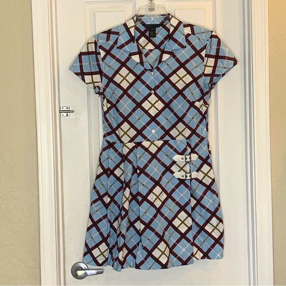 Marc by Marc Jacobs Blue Plaid Mini Dress Size Large - Picture 2 of 10